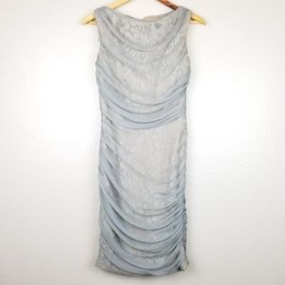 Tadashi Shoji Silk & Lace Ruched Sheath Dress - Picture 2 of 8